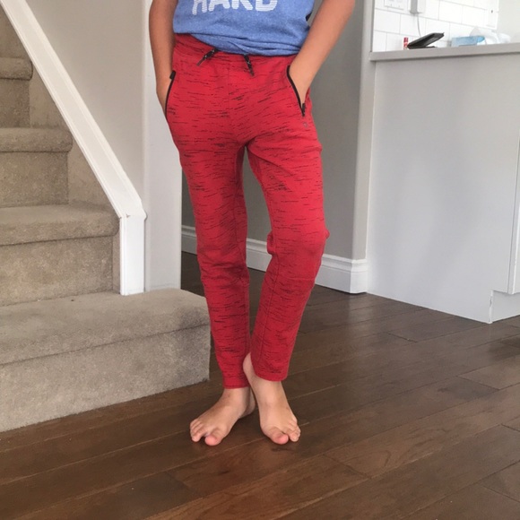 Red sweatpants with black lines - Picture 2 of 2